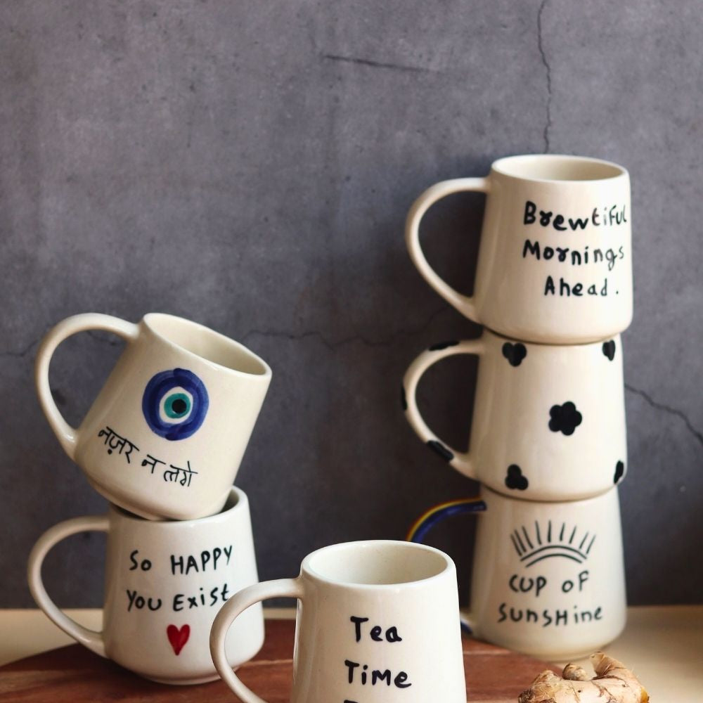 Handmade Set of 6 (Quoted Mugs) for the price of 5