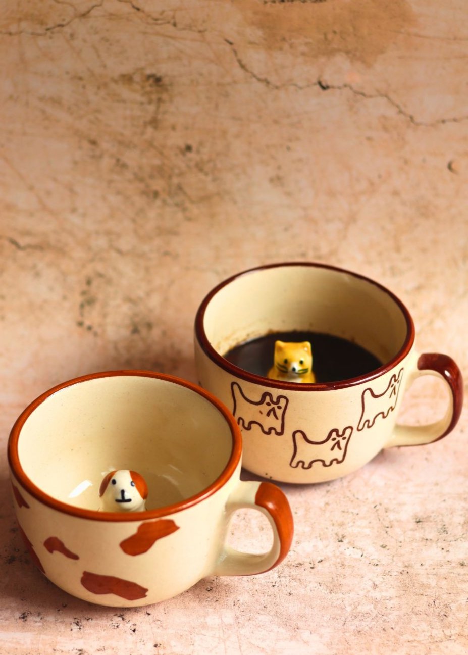 Cat mug & Dog mug made by ceramic