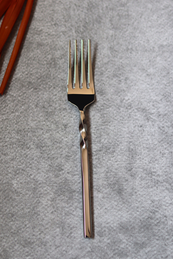Handmade kitchenware twisted silver fork