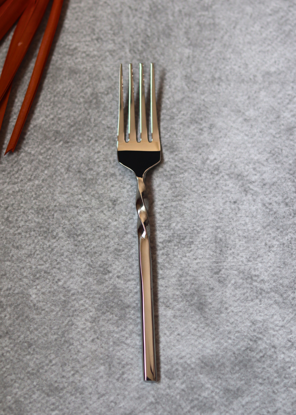 Handmade kitchenware twisted silver fork