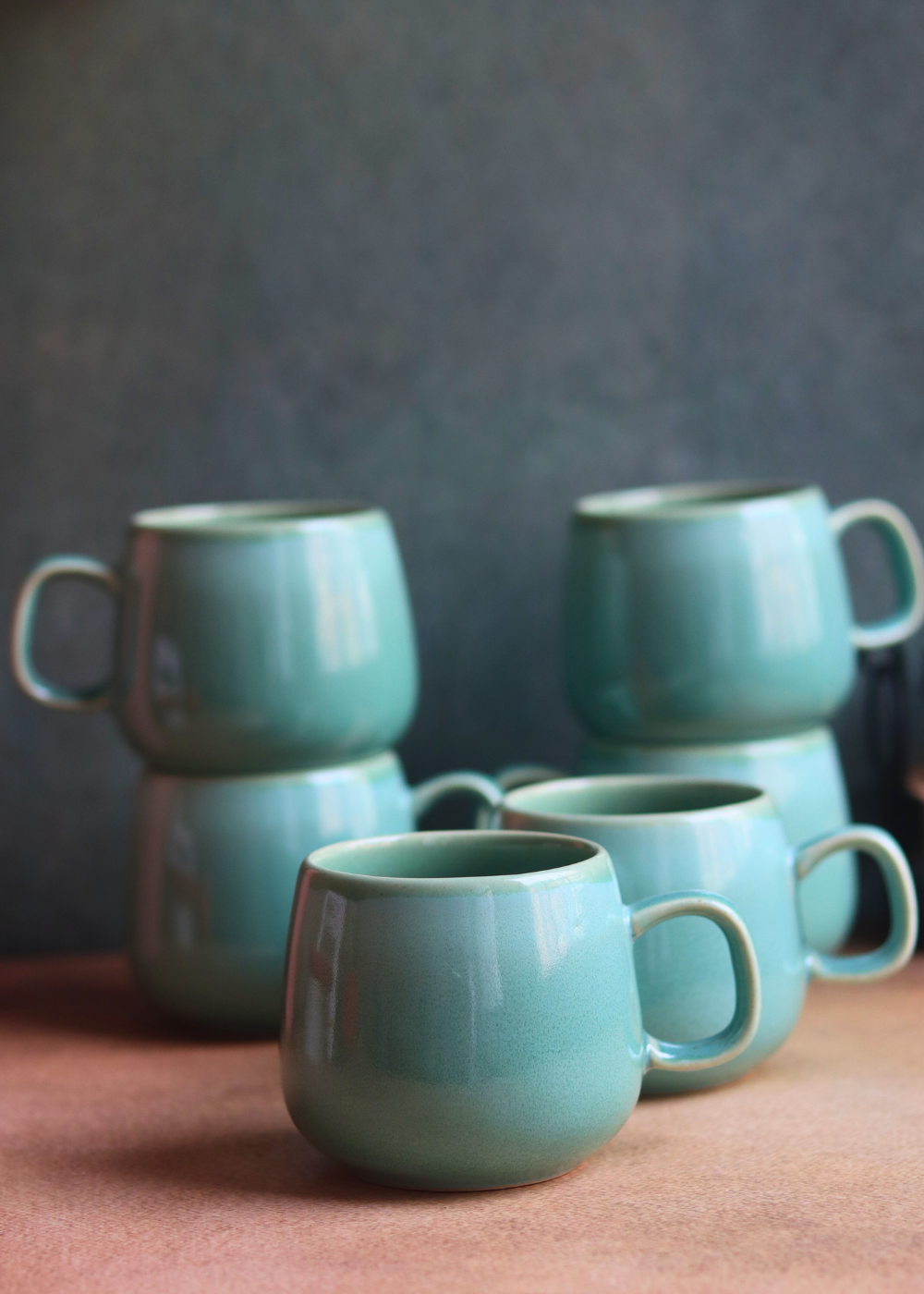 handmade teal cups made by pure ceramic 