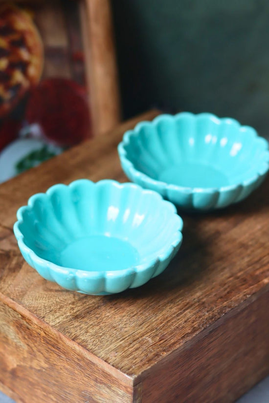 Sky blue ice cream bowl handmade in India