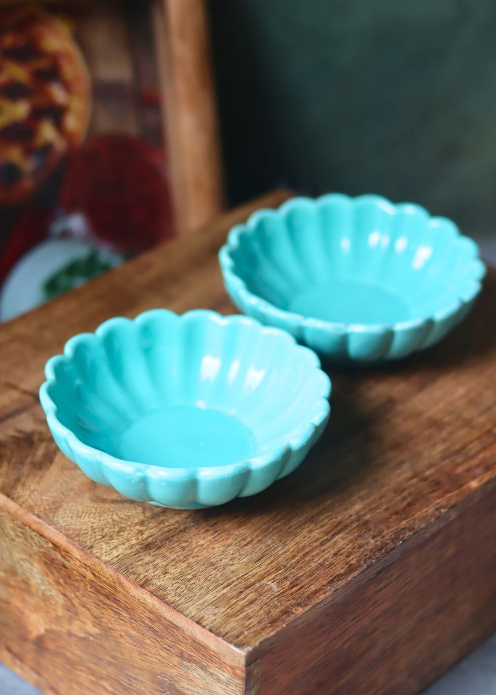 Sky blue ice cream bowl handmade in India