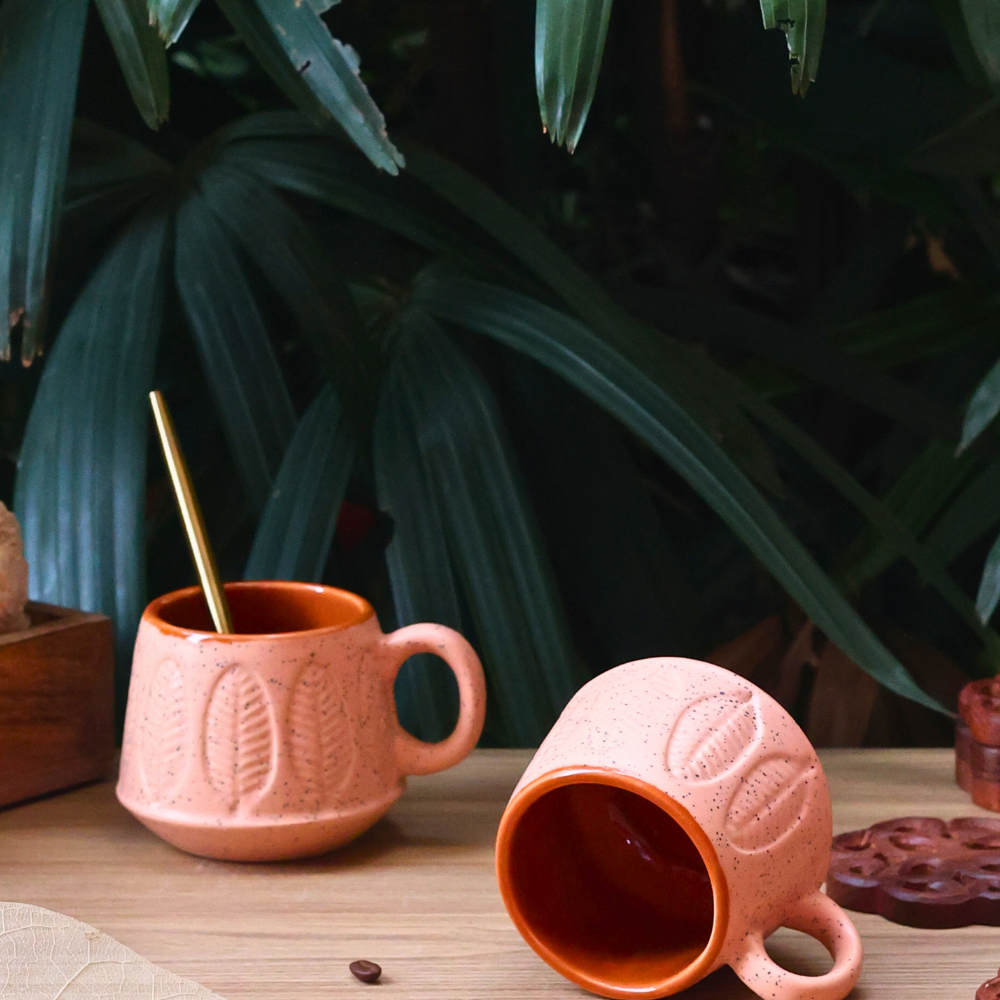 Ceramic mugs, rust color in it