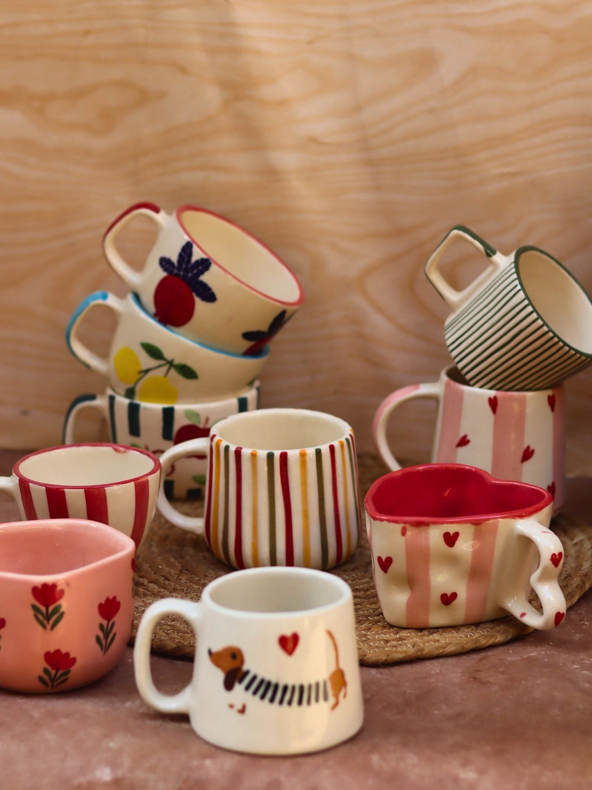 Set of 10 Summer Bliss Mugs combo (for the price of 7) handmade in India