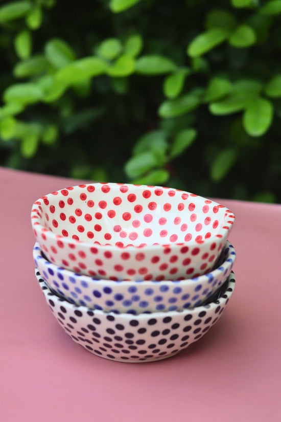 handmade Set of 3 - Delight Polka bowls combo