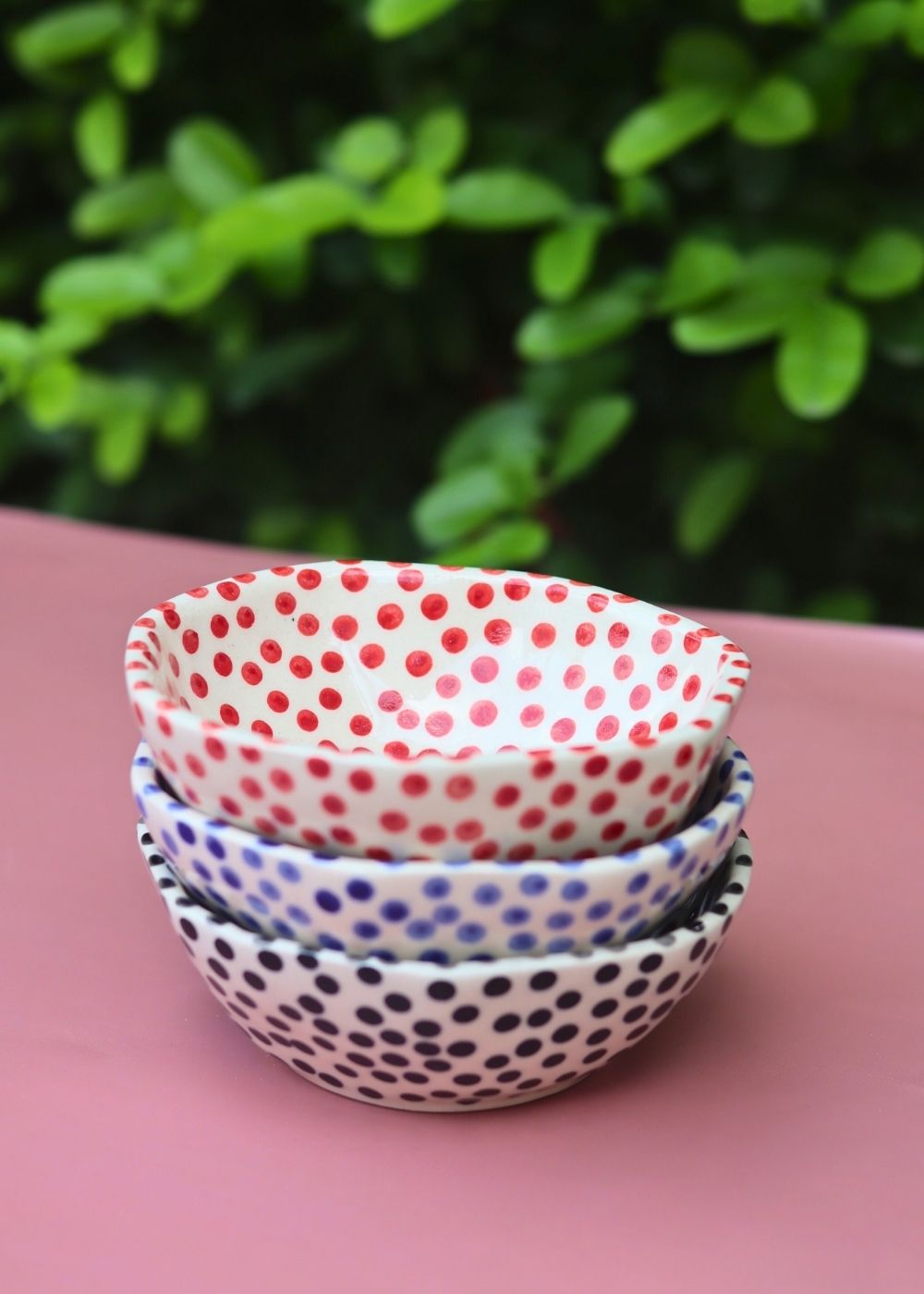 handmade Set of 3 - Delight Polka bowls combo