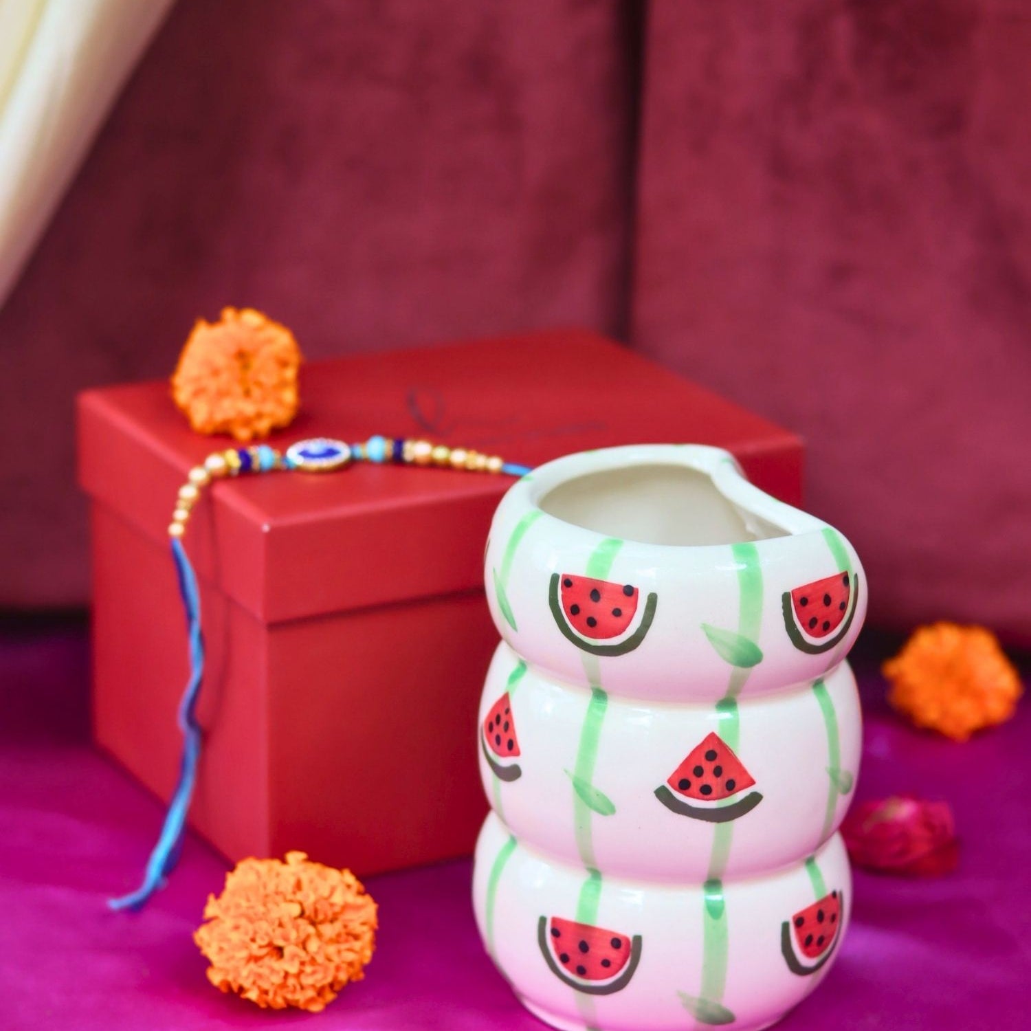 handmade Melon Sipper with Rakhi Gift box