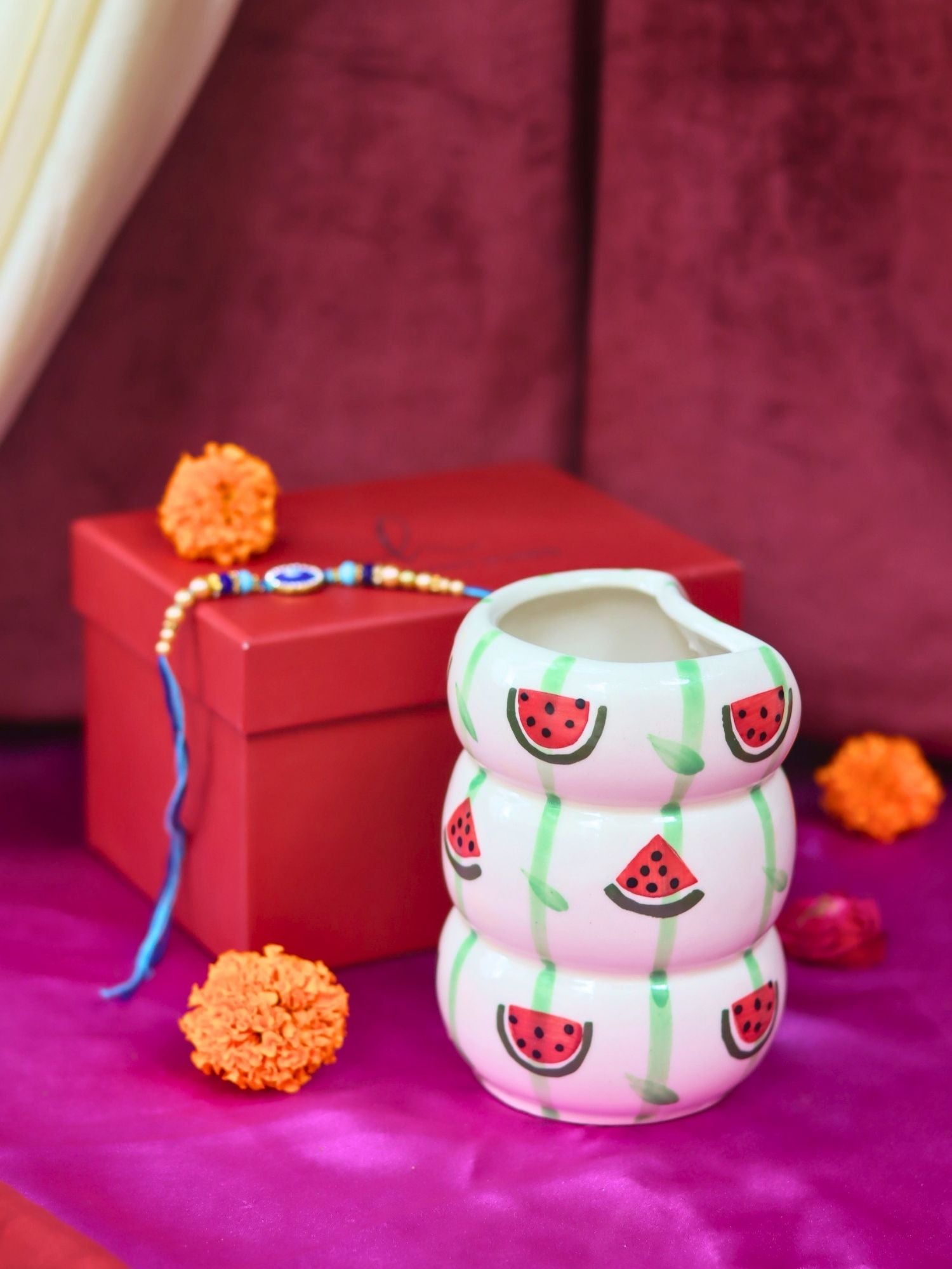 handmade Melon Sipper with Rakhi Gift box