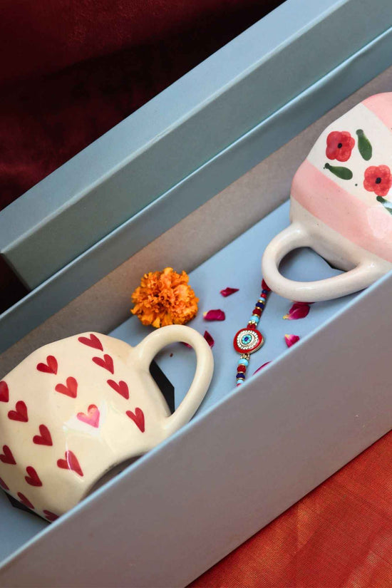 Heart & Pastel tulip Mug rakhi Gift Box