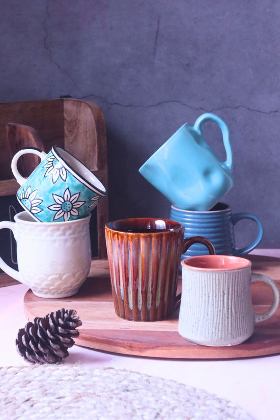Set of 6 Sunrise Delight Mugs (for the price of 5) handmade in india