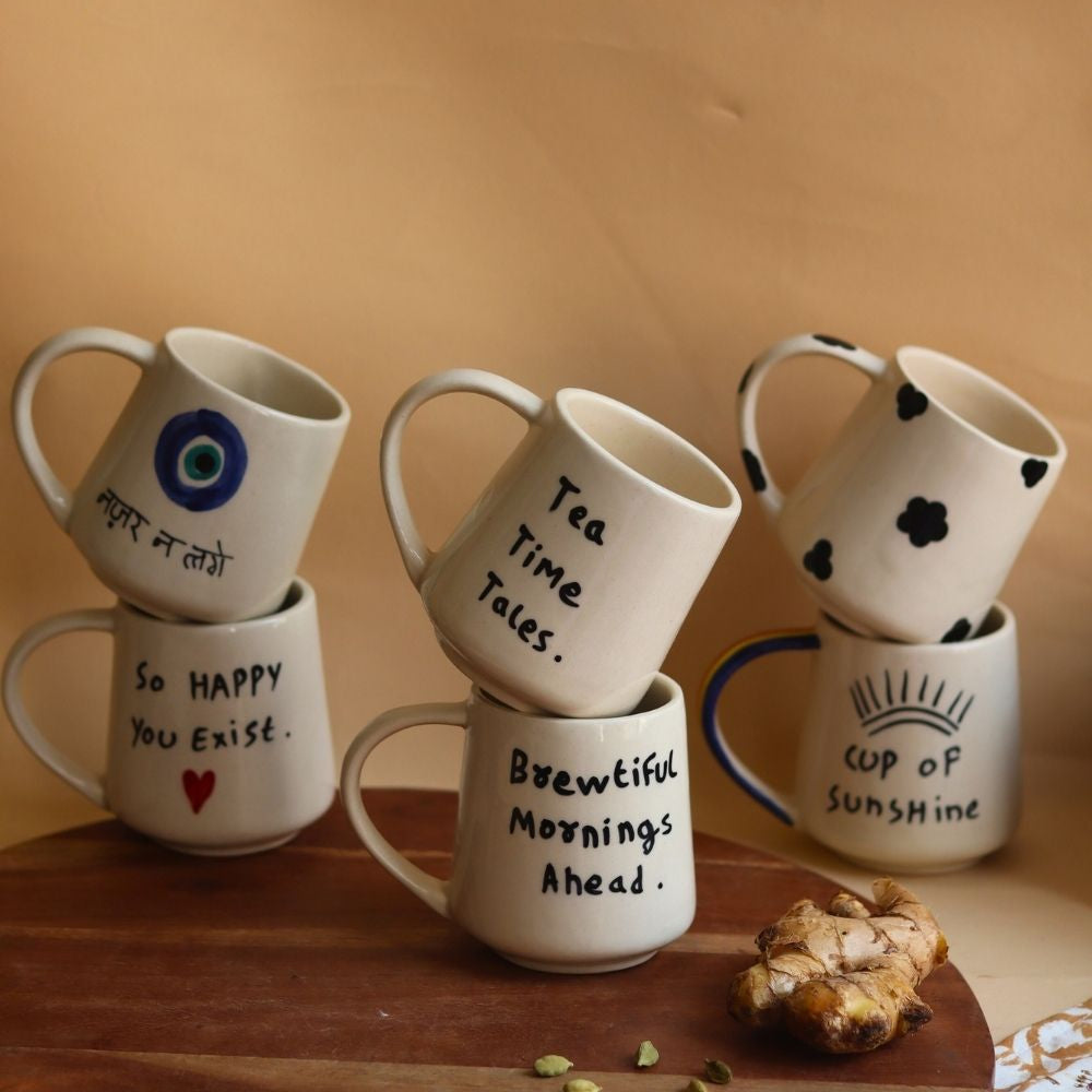 Set of 6 (Quoted Mugs) for the price of 5 made by ceramic