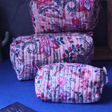 Floral Plush Toiletry Bag - Set of 3 Handmade in India