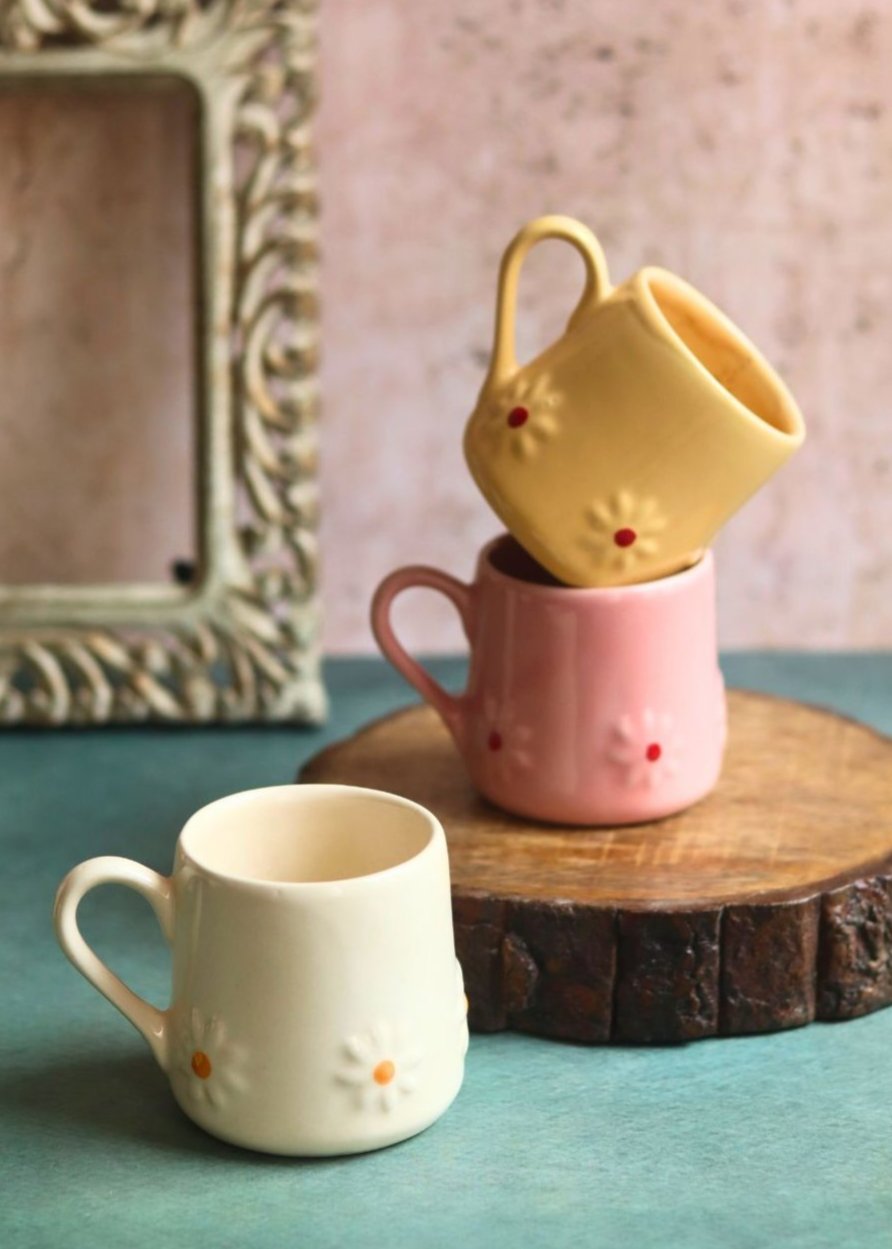 Set of 3 - Lily Mugs made by ceramic