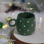Christmas cuddle mug green polka height & breadth