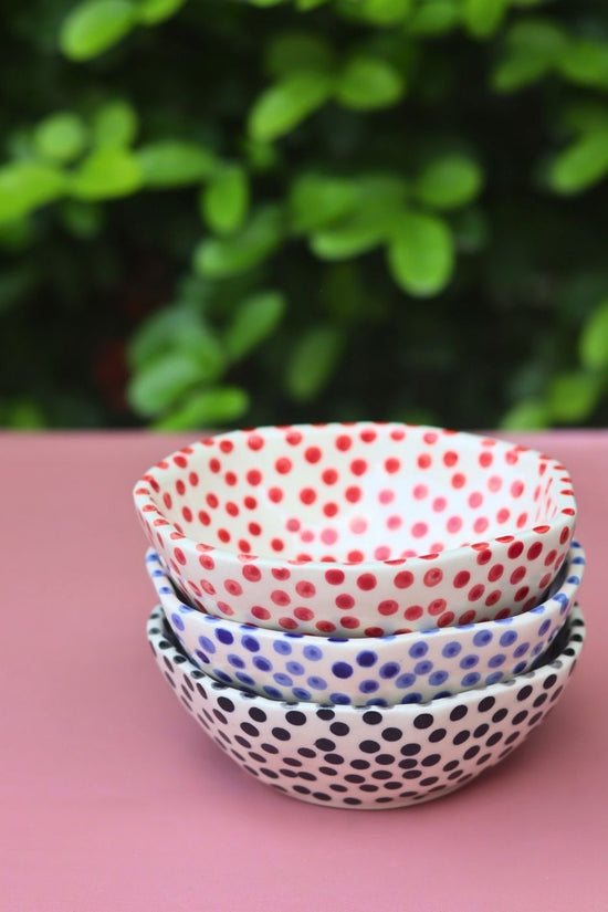 Set of 3 - Delight Polka bowls combo made by ceramic