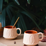 hadmade white serene leaf coffee mug made by pure ceramic 