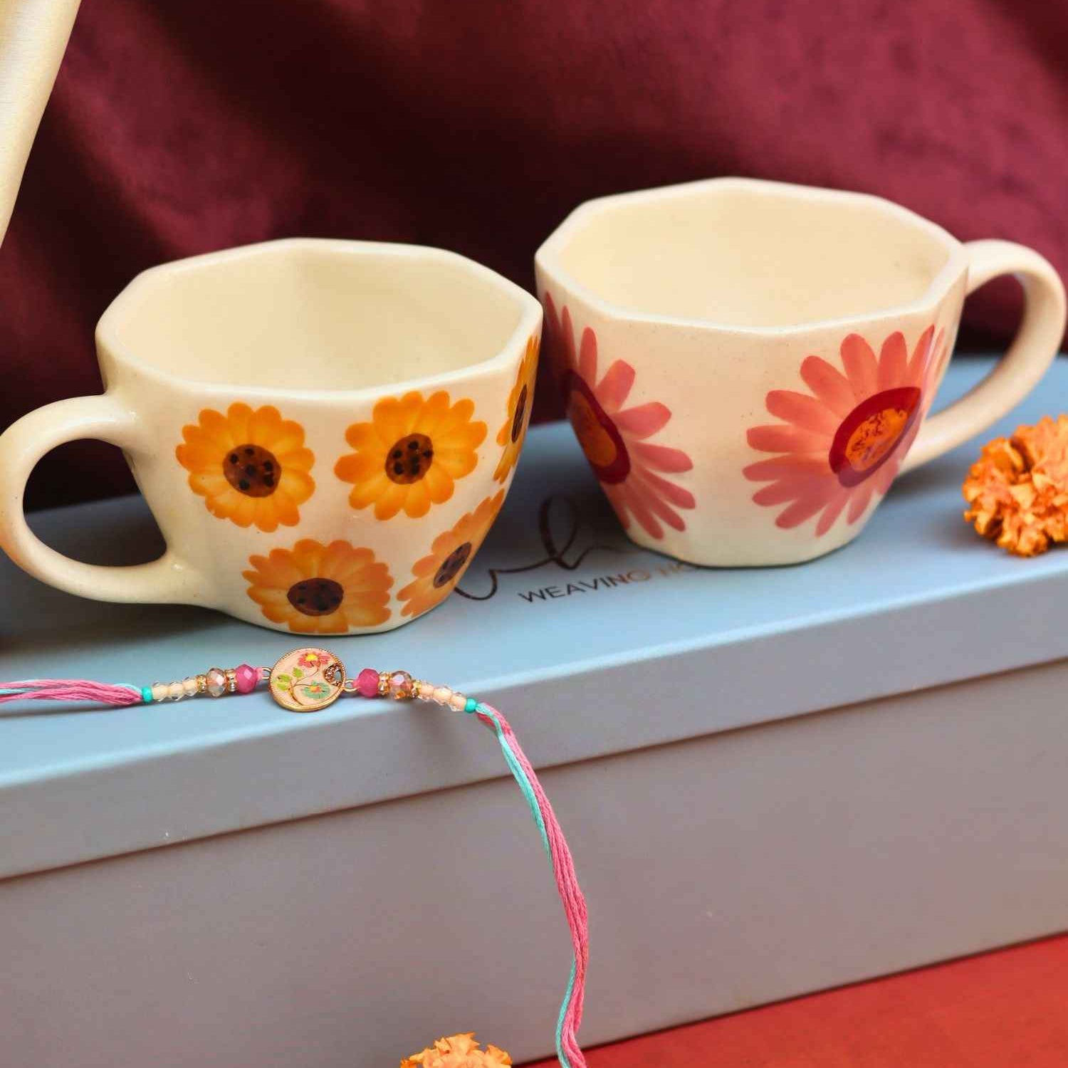 Surajmukhi & Flower Mug rakhi Gift Box