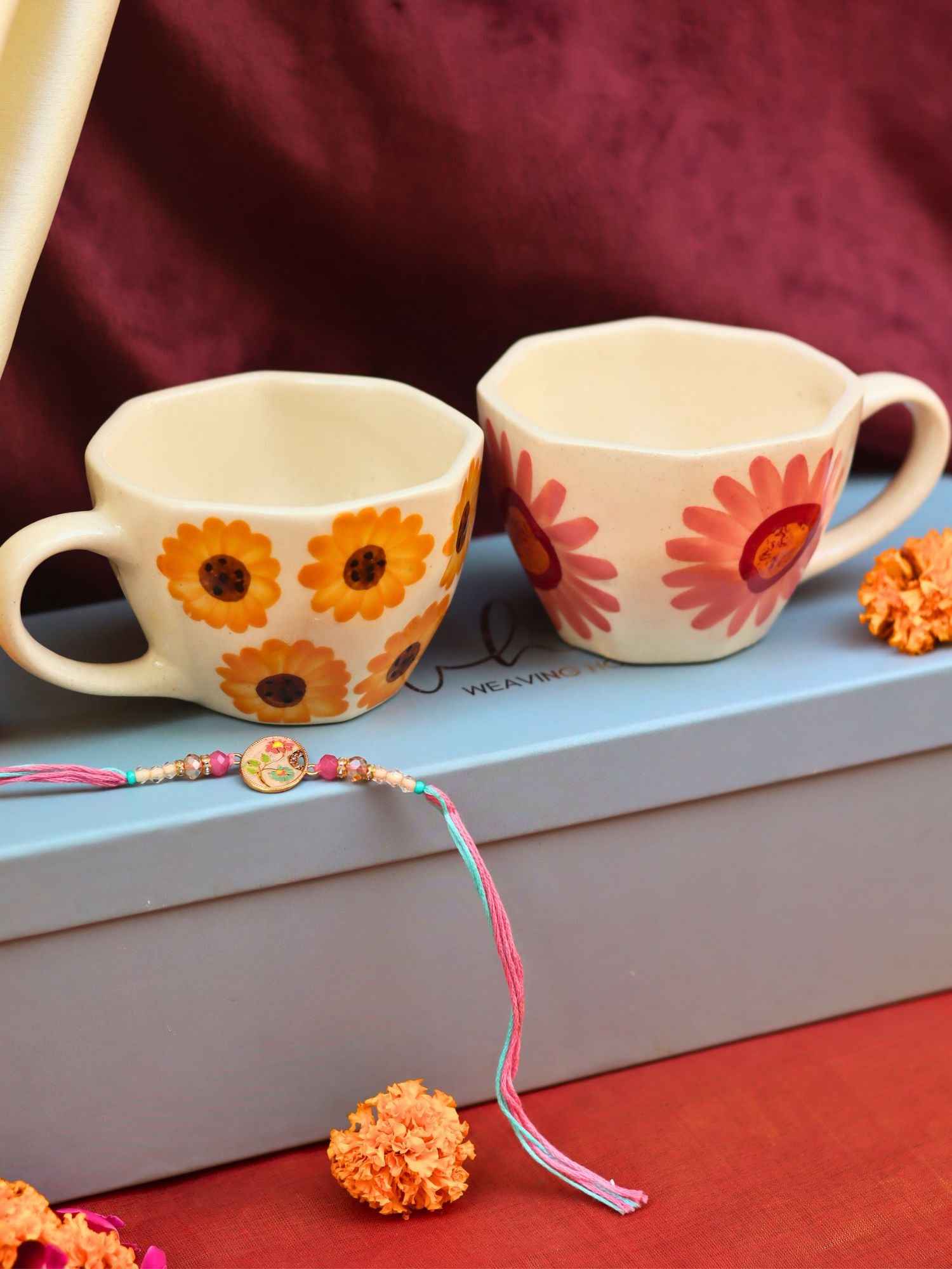 Surajmukhi & Flower Mug rakhi Gift Box
