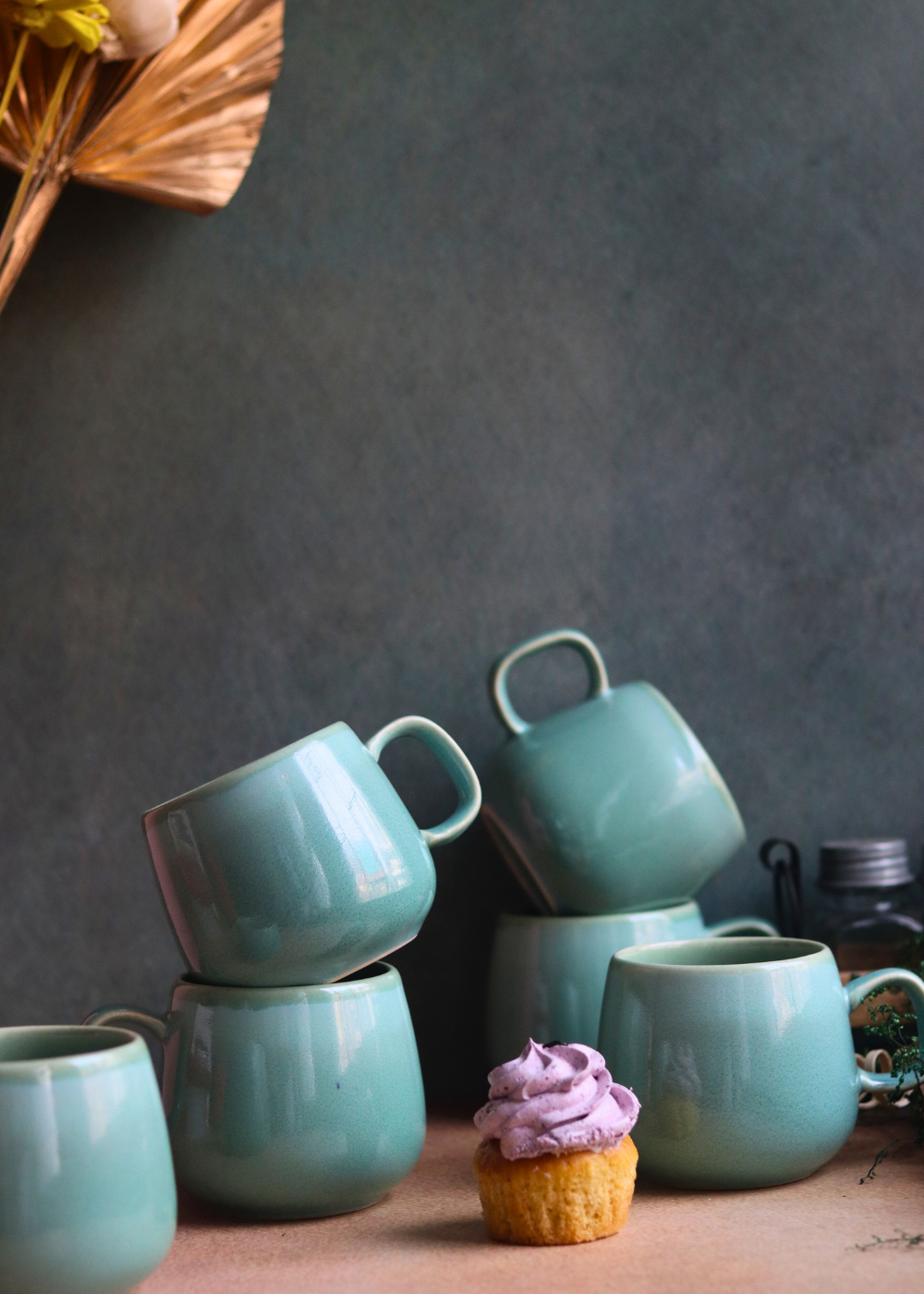teal chai cups set of 6, combo