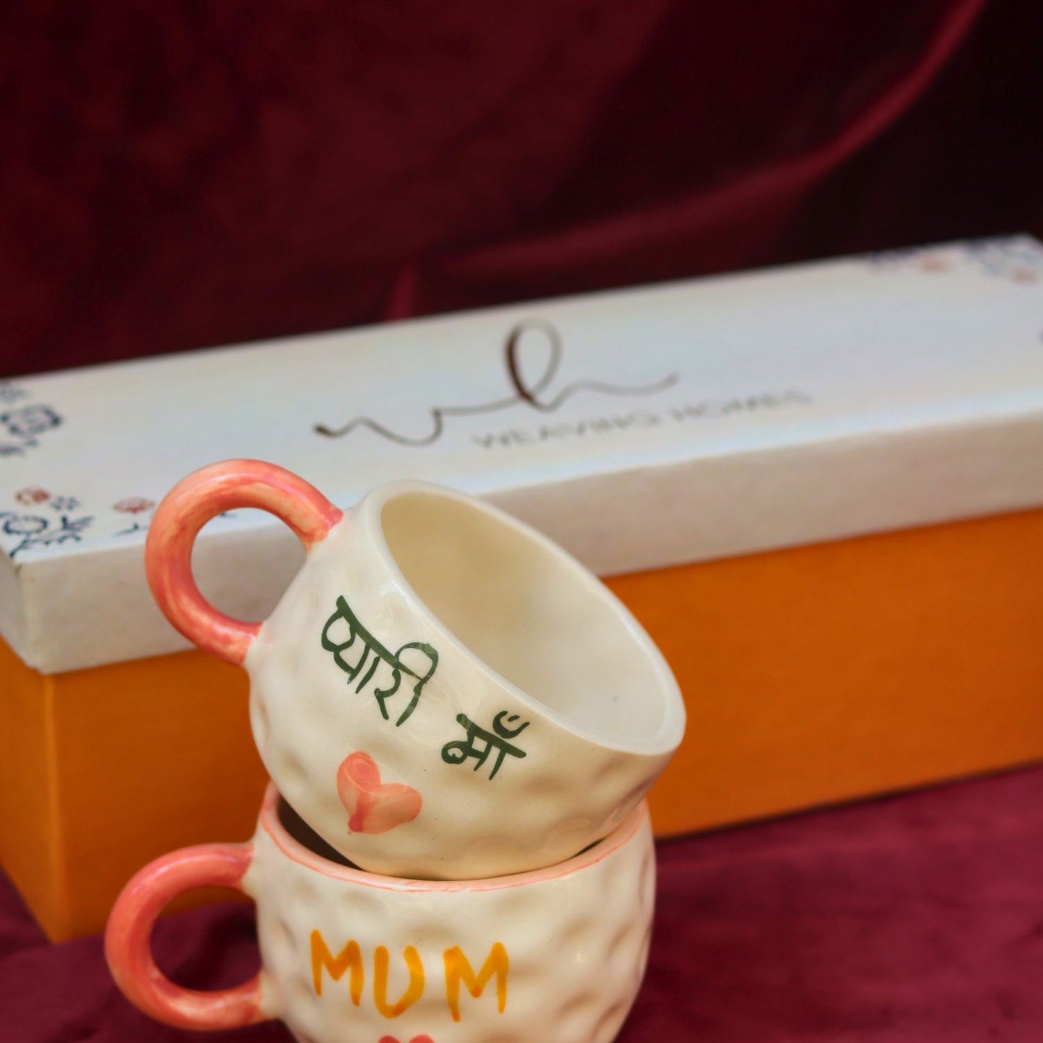 Handmade MUM & Pyaari Maa mug in a Gift Box