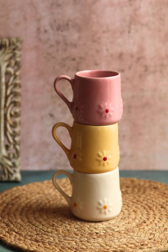 Set of 3 - Lily Mugs handmade in india