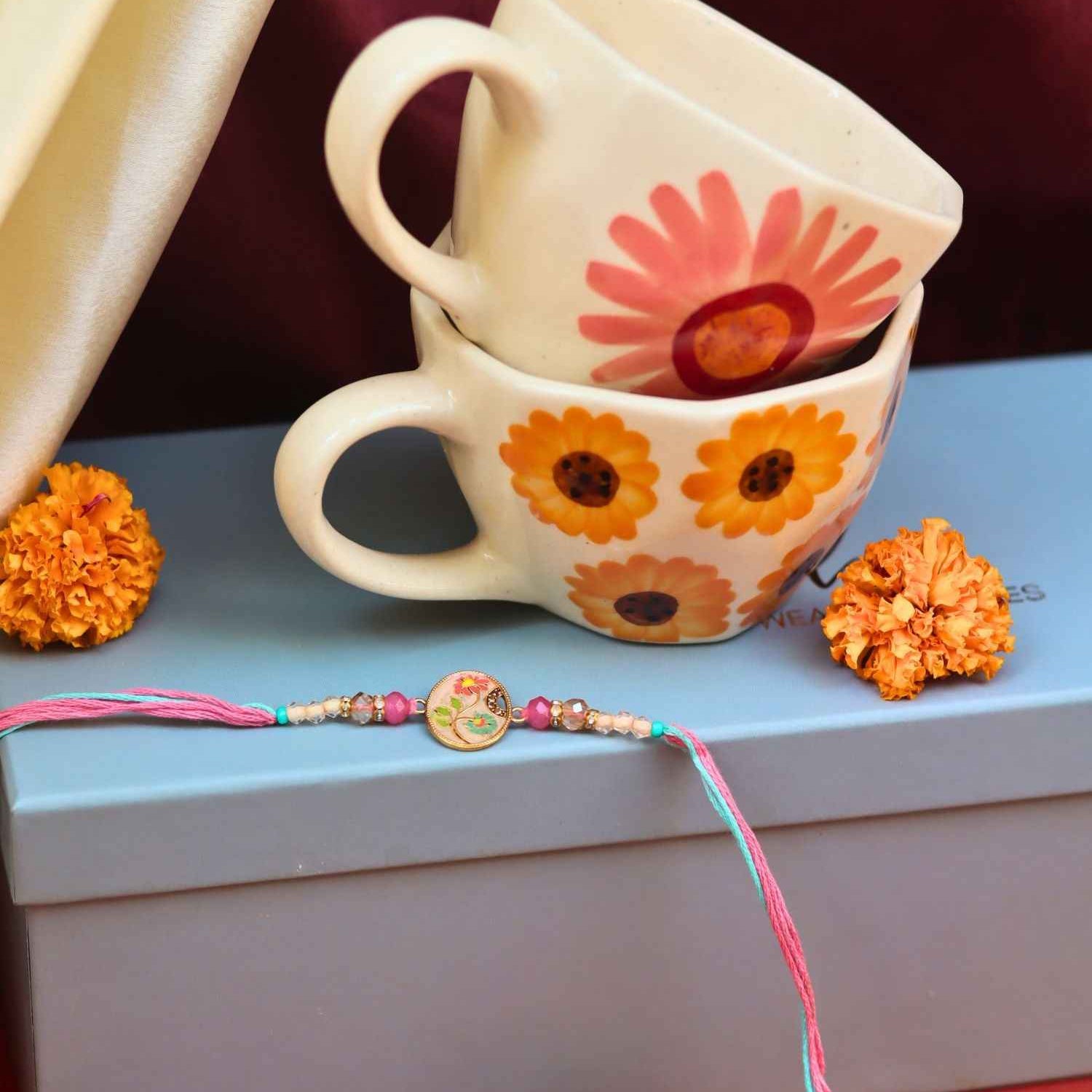 Surajmukhi & Flower Mug rakhi Gift Box