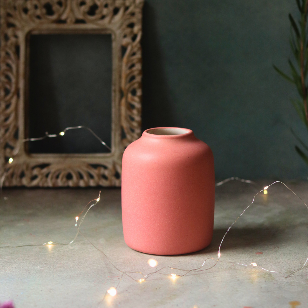 Handmade ceramic peach flower pot 