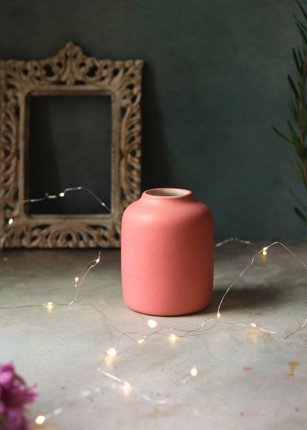 Handmade ceramic peach flower pot 