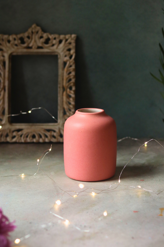 Handmade ceramic peach flower pot 