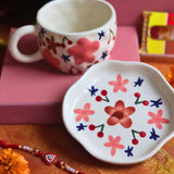 Bloom mug & Handmade Dessert plate Rakhi Gift box with premium quality material