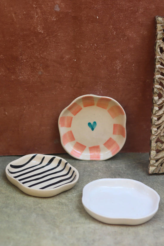 Zebra, Cat & White Handmade Dessert Plate - Set of 3