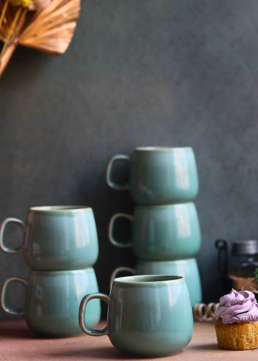 handmade cups with premium teal color
