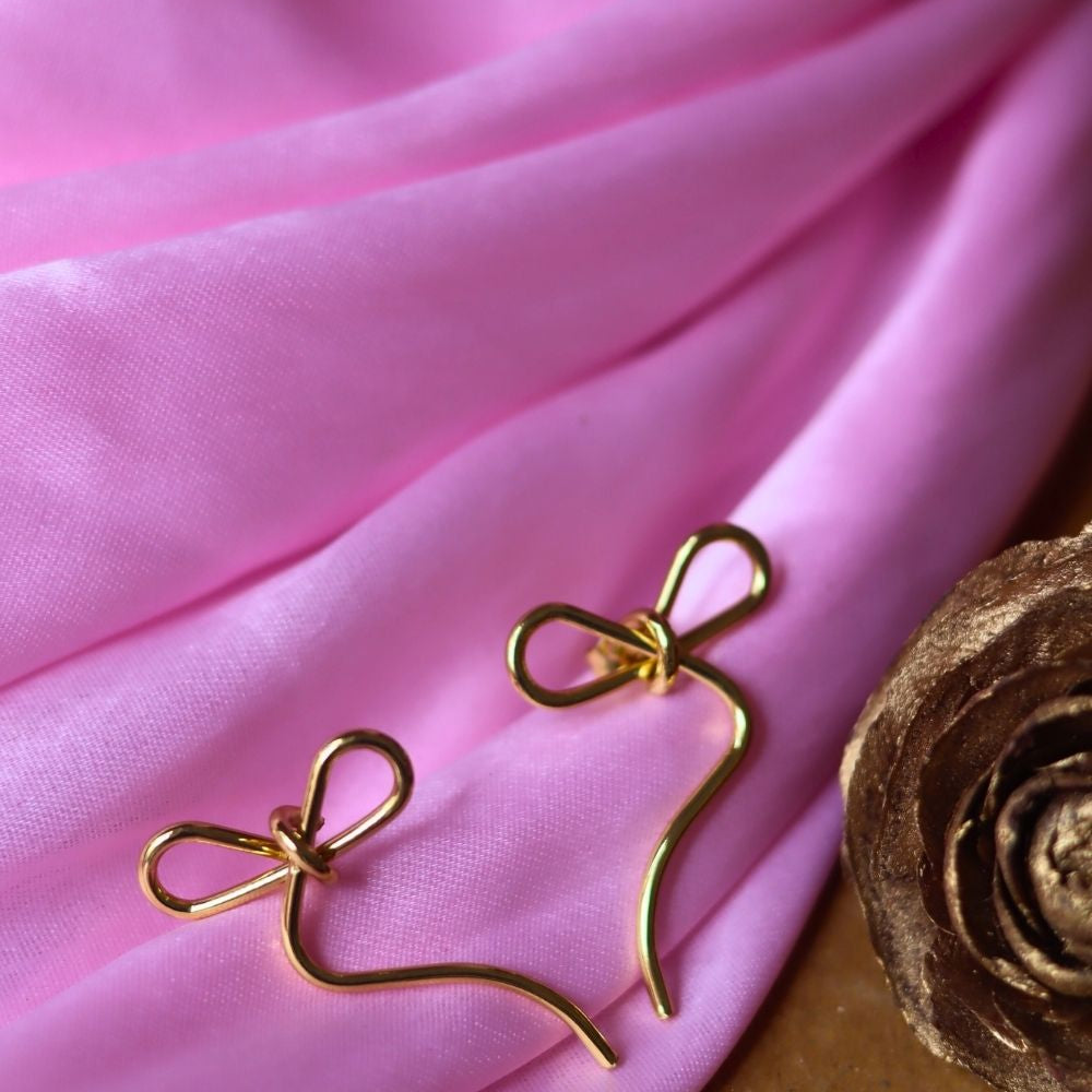 Anti tarnish Ribbon Earrings