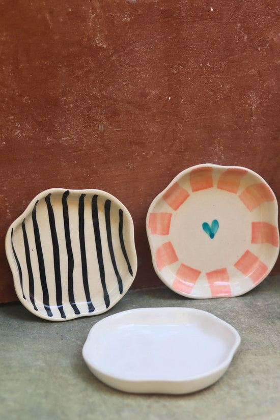 Zebra, Cat & White Handmade Dessert Plate - Set of 3