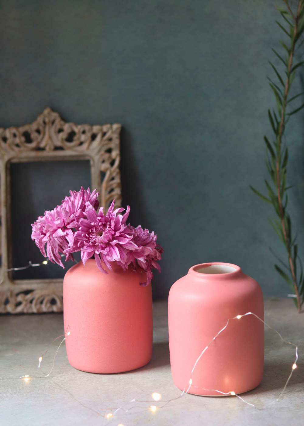 Two flower vases peach color
