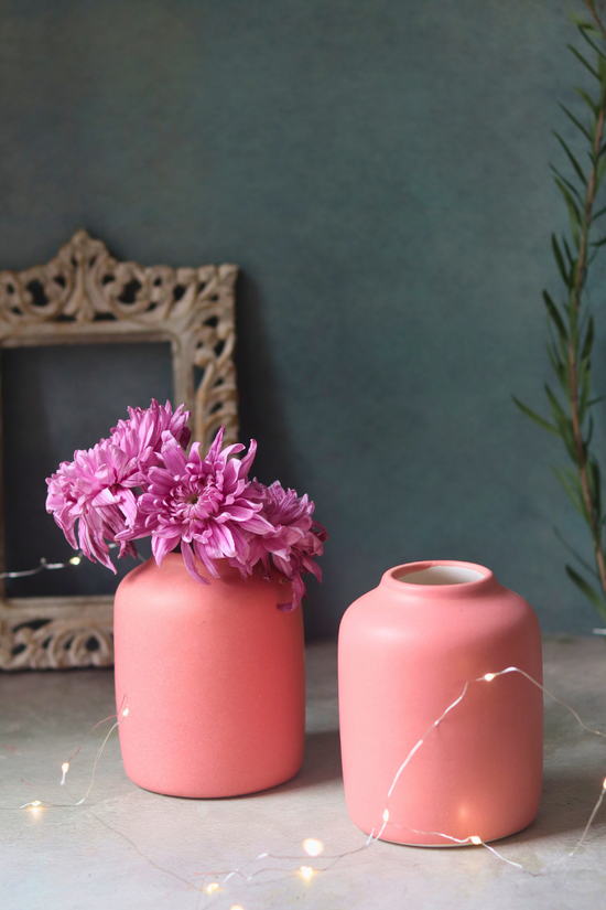 Two flower vases peach color