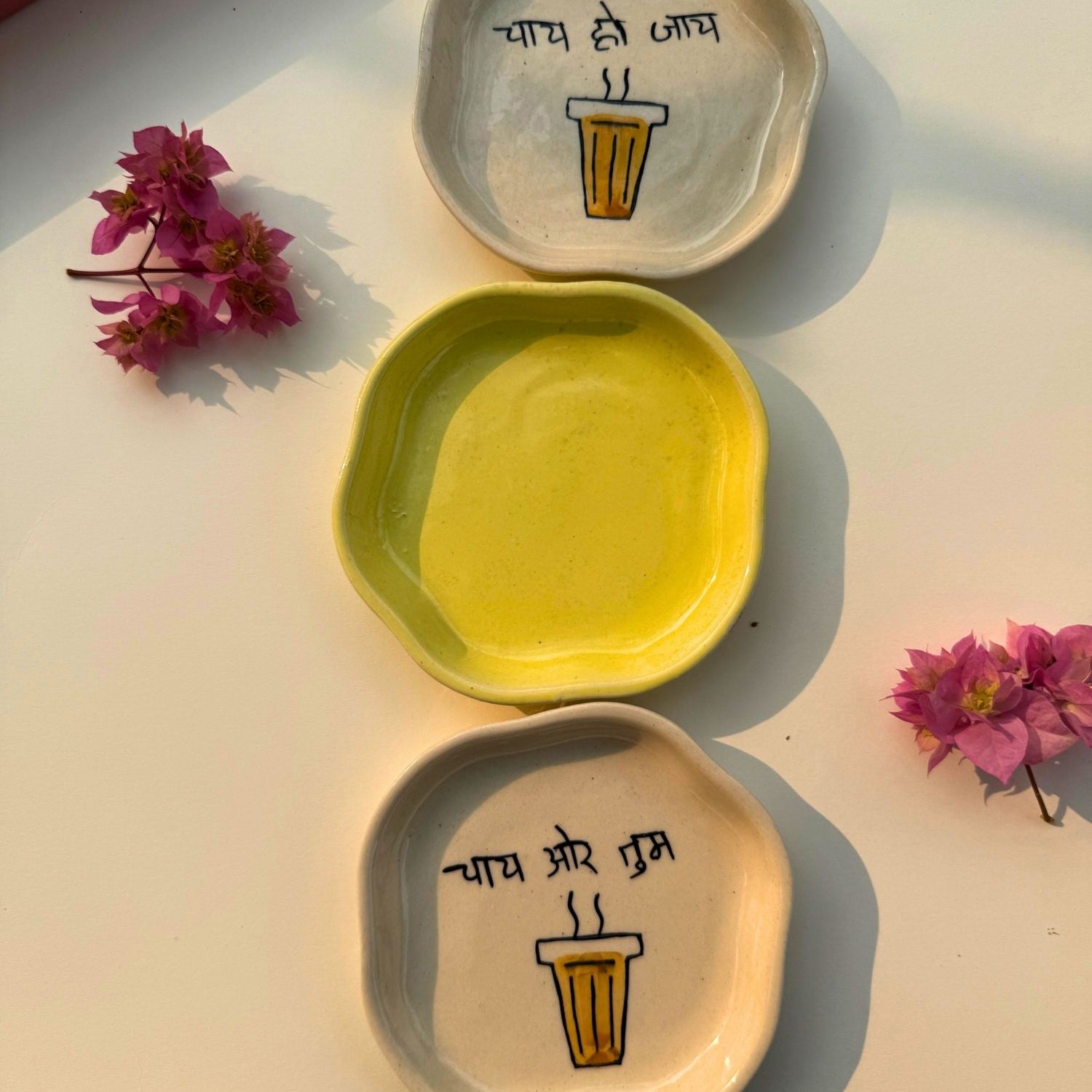 Set of 3 - Sweet Fantasy dessert plate combo made by ceramic