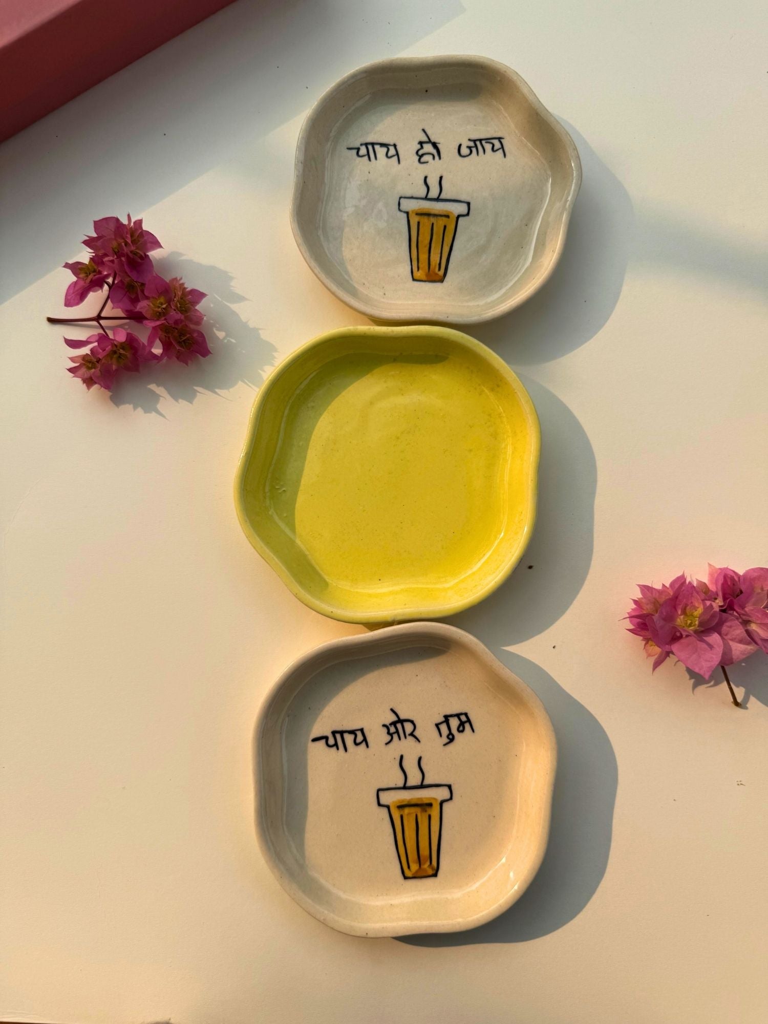 Set of 3 - Sweet Fantasy dessert plate combo made by ceramic