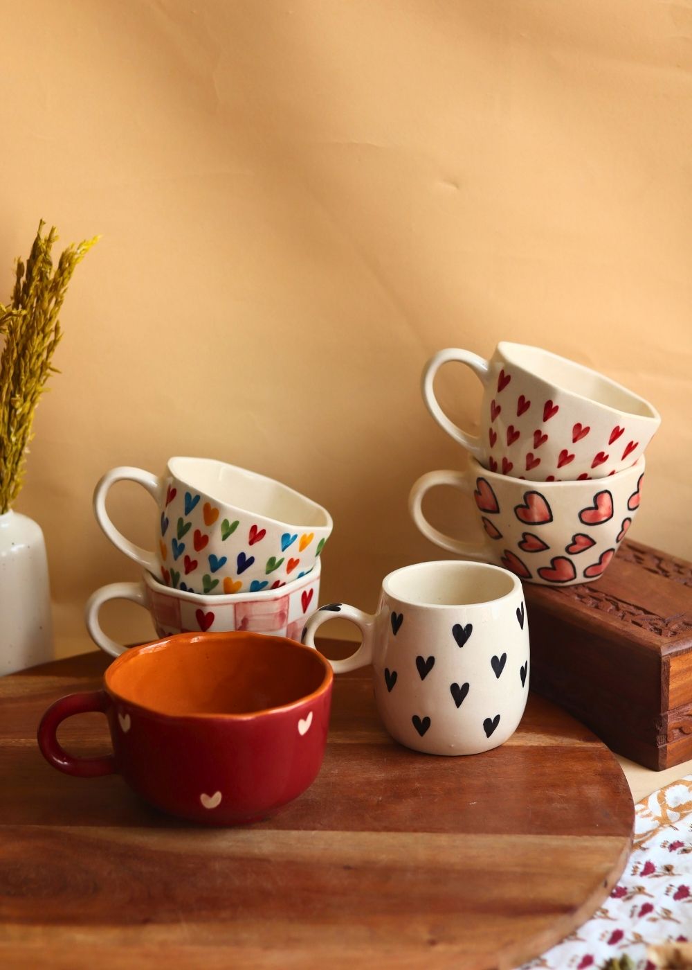 handmade Set of 6 Heart Sip Mugs (for the price of 5)