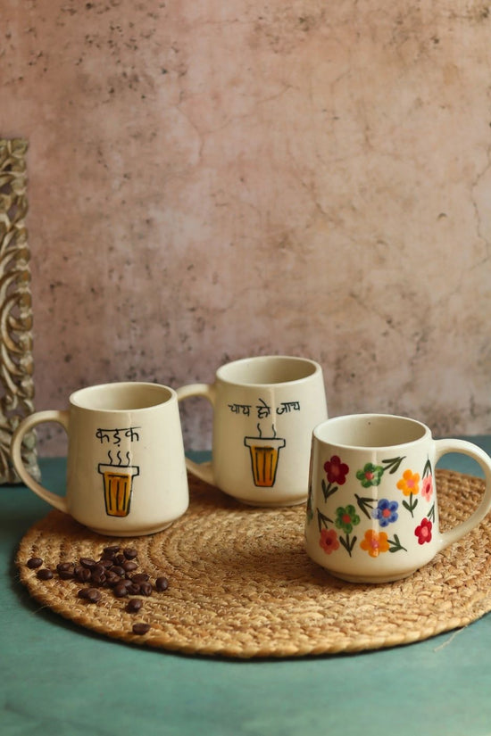 Set of 3 - Floral Chai Mugs with premium quality material