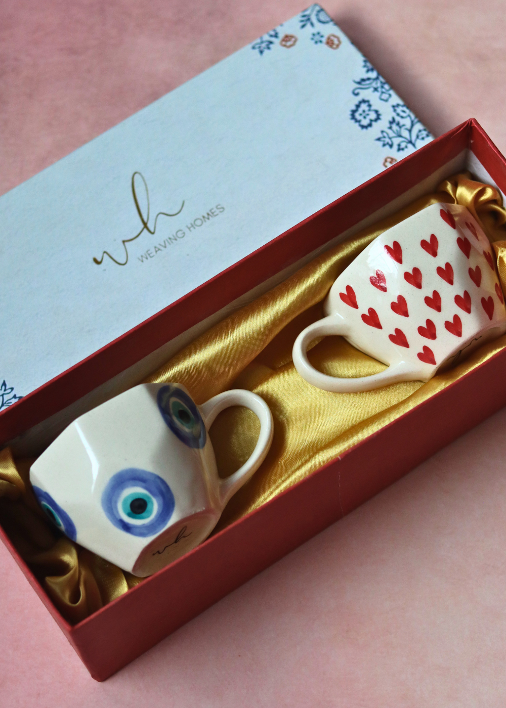 Heart mug & evil eye mug in gift box
