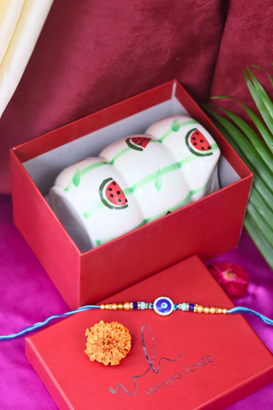 Melon Sipper with Rakhi Gift box handmade in India