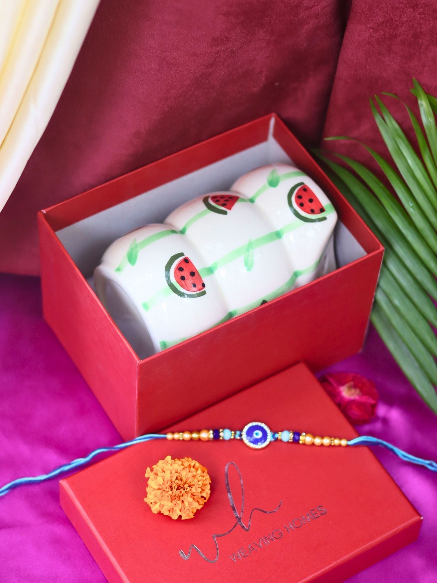 Melon Sipper with Rakhi Gift box handmade in India
