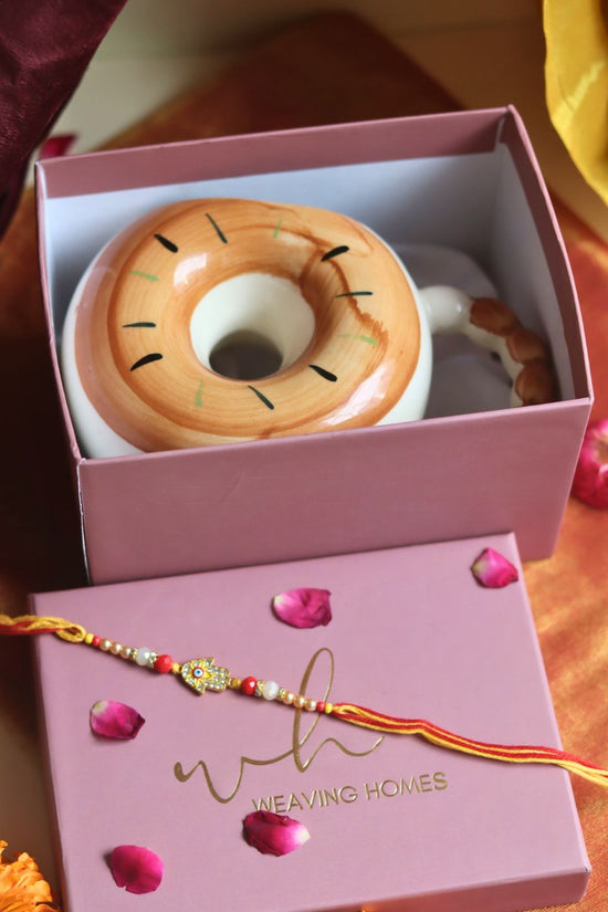 Donut Mug - Brown rakhi Gift Box handmade in India