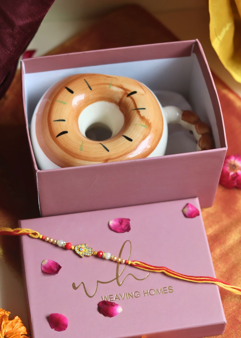 Donut Mug - Brown rakhi Gift Box handmade in India