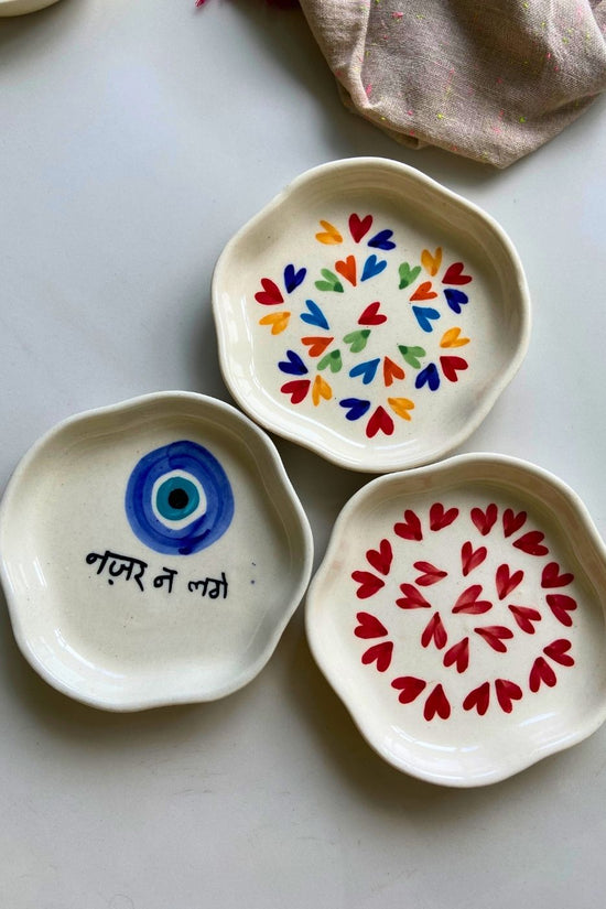 Handmade LoveisLove, Heart & Nazar Handmade Dessert Plate