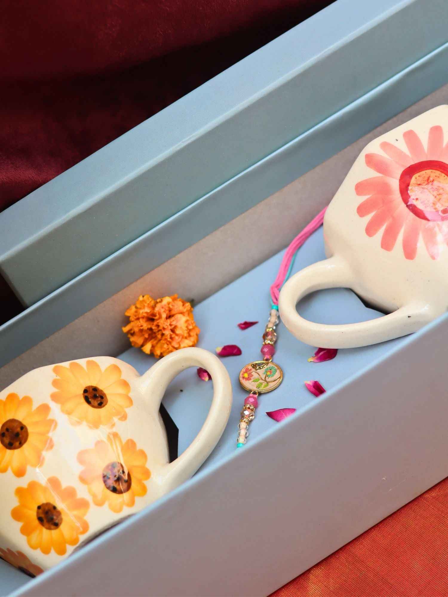 Surajmukhi & Flower Mug rakhi Gift Box