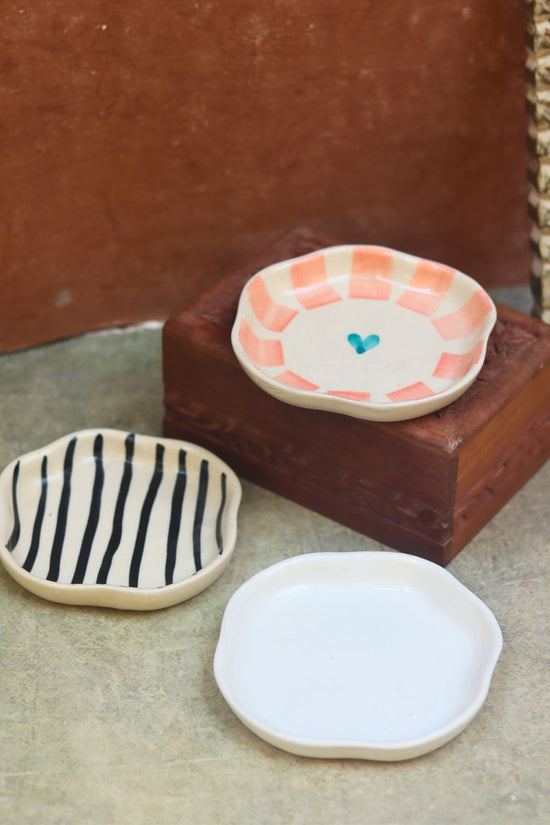 Zebra, Cat & White Handmade Dessert Plate - Set of 3