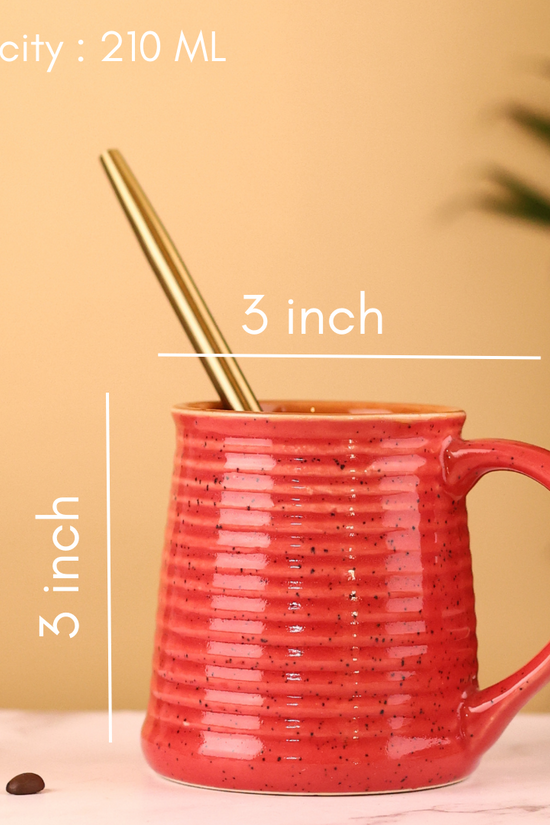 Red coffee mug height & breadth
